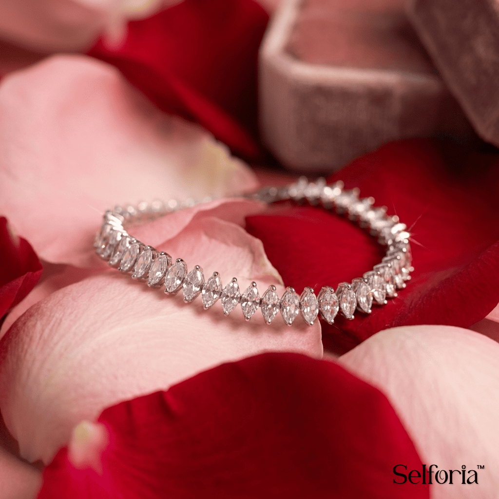 Minimal silver tennis bracelet with continuous sparkling stones