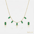 Gold finish emerald green necklace suitable for ethnic and modern outfits