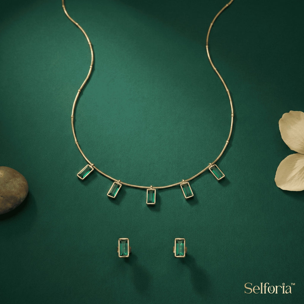 Elegant green gemstone drop necklace for daily and festive wear