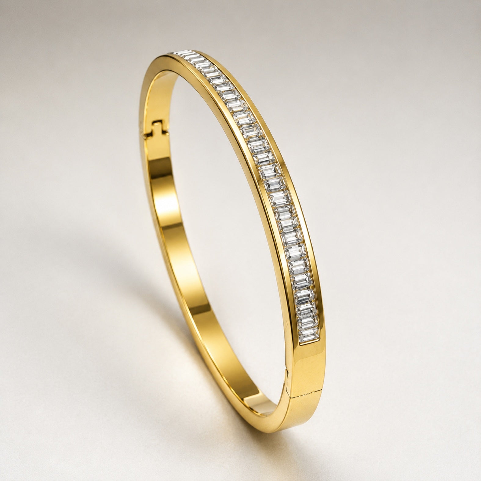 Gold Baguette Crystal Bangle