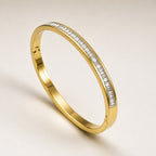 Gold Baguette Crystal Bangle