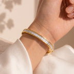 Gold Baguette Crystal Bangle