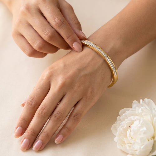Gold Baguette Crystal Bangle