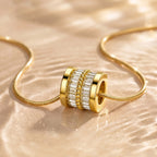 Gold Barrel Pendant Necklace