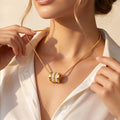 Gold Barrel Pendant Necklace