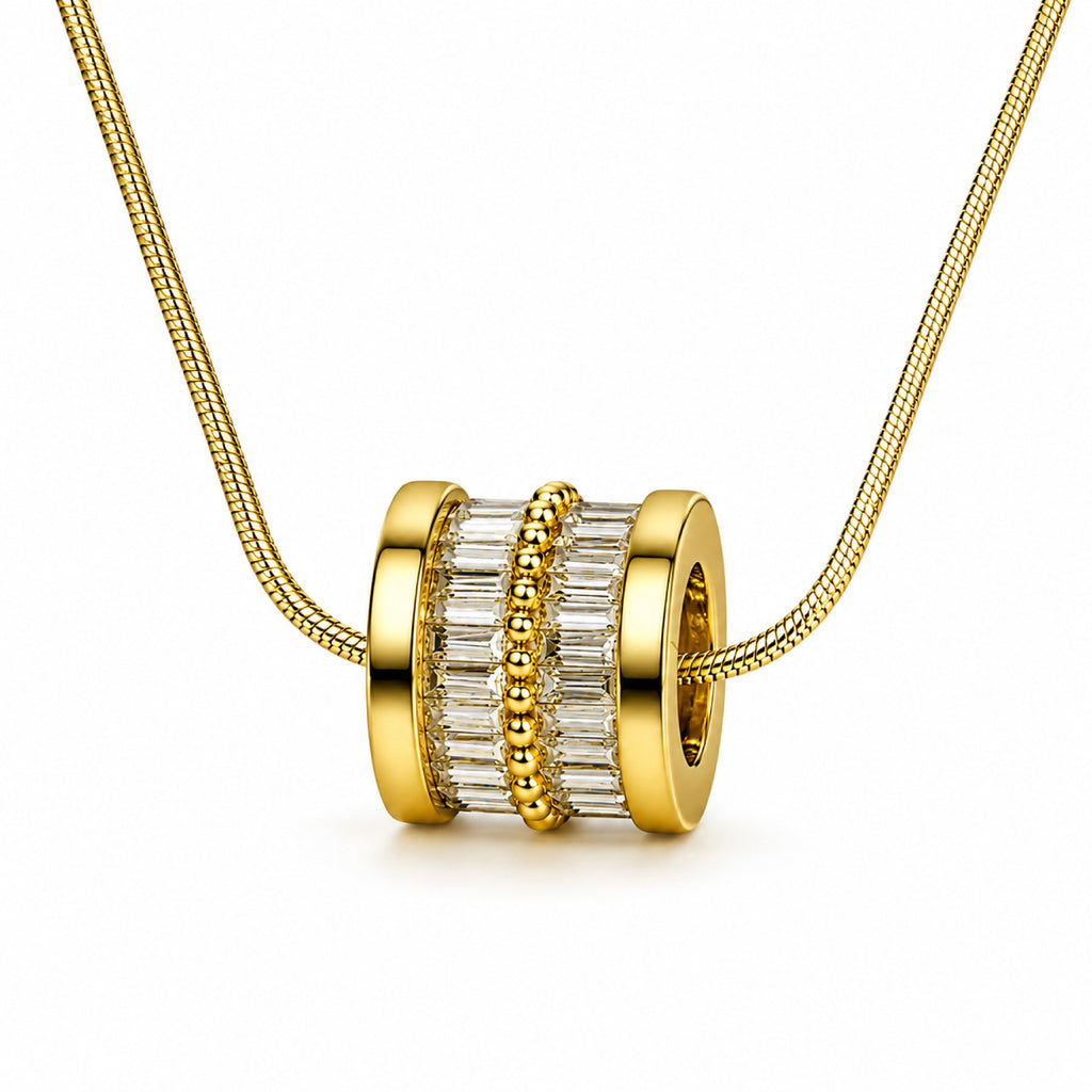 Gold Barrel Pendant Necklace