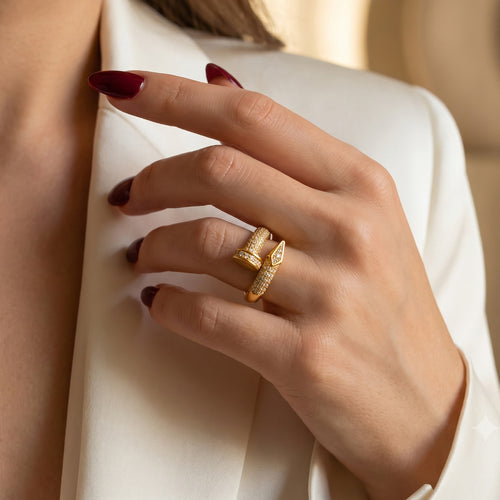 Gold Crystal Nail Ring