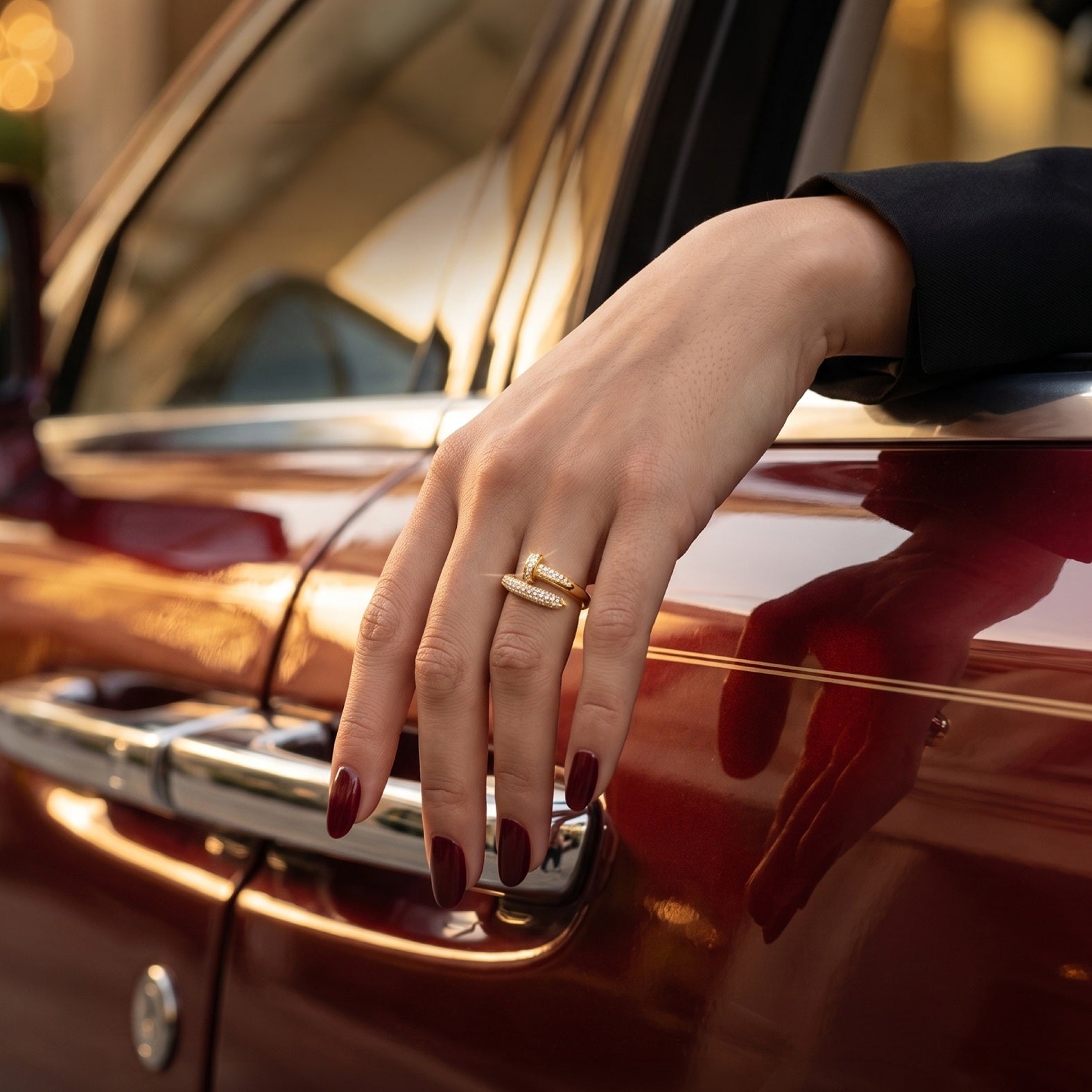 Gold Crystal Nail Ring