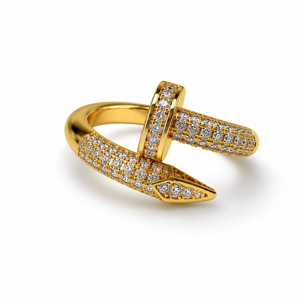 Gold Crystal Nail Ring