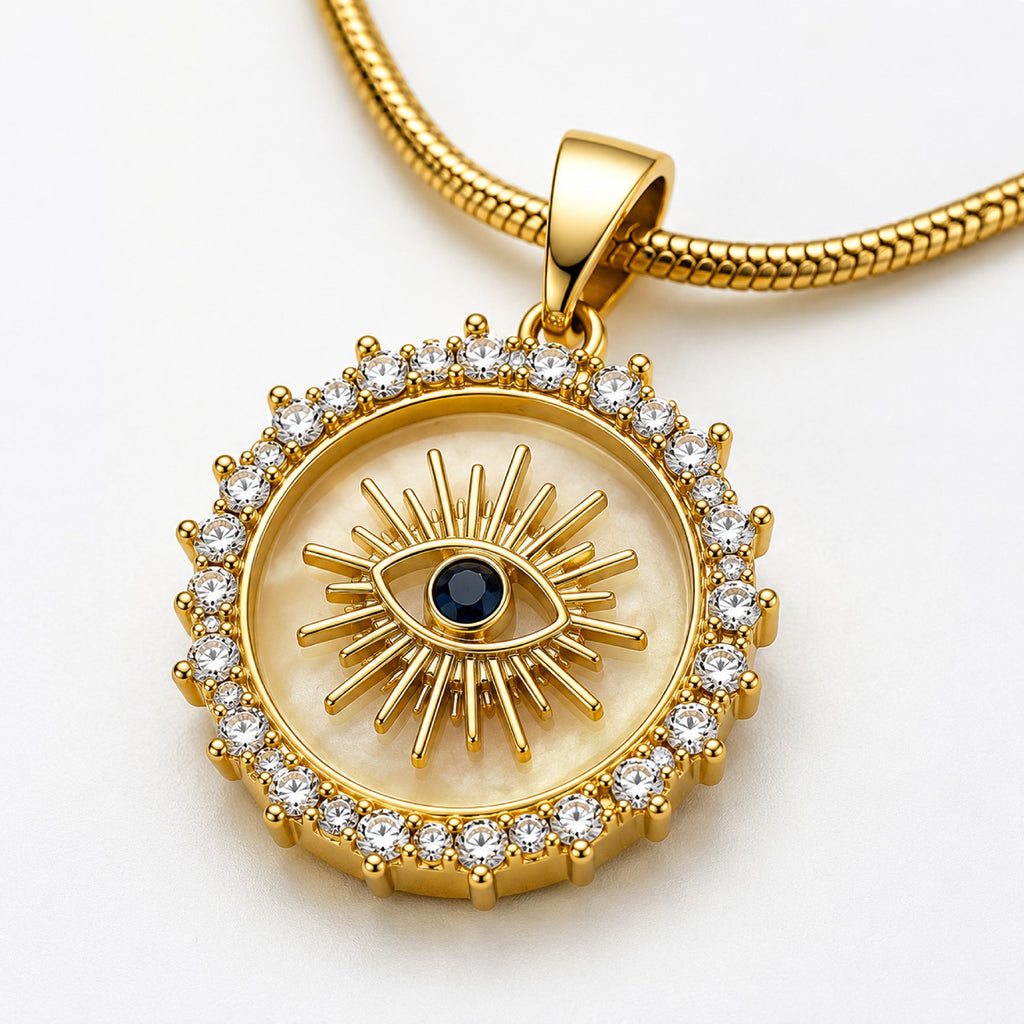 Gold Evil Eye Pendant Necklace