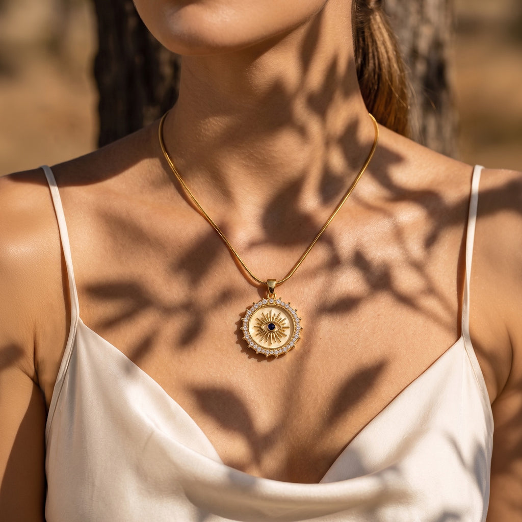 Gold Evil Eye Pendant Necklace