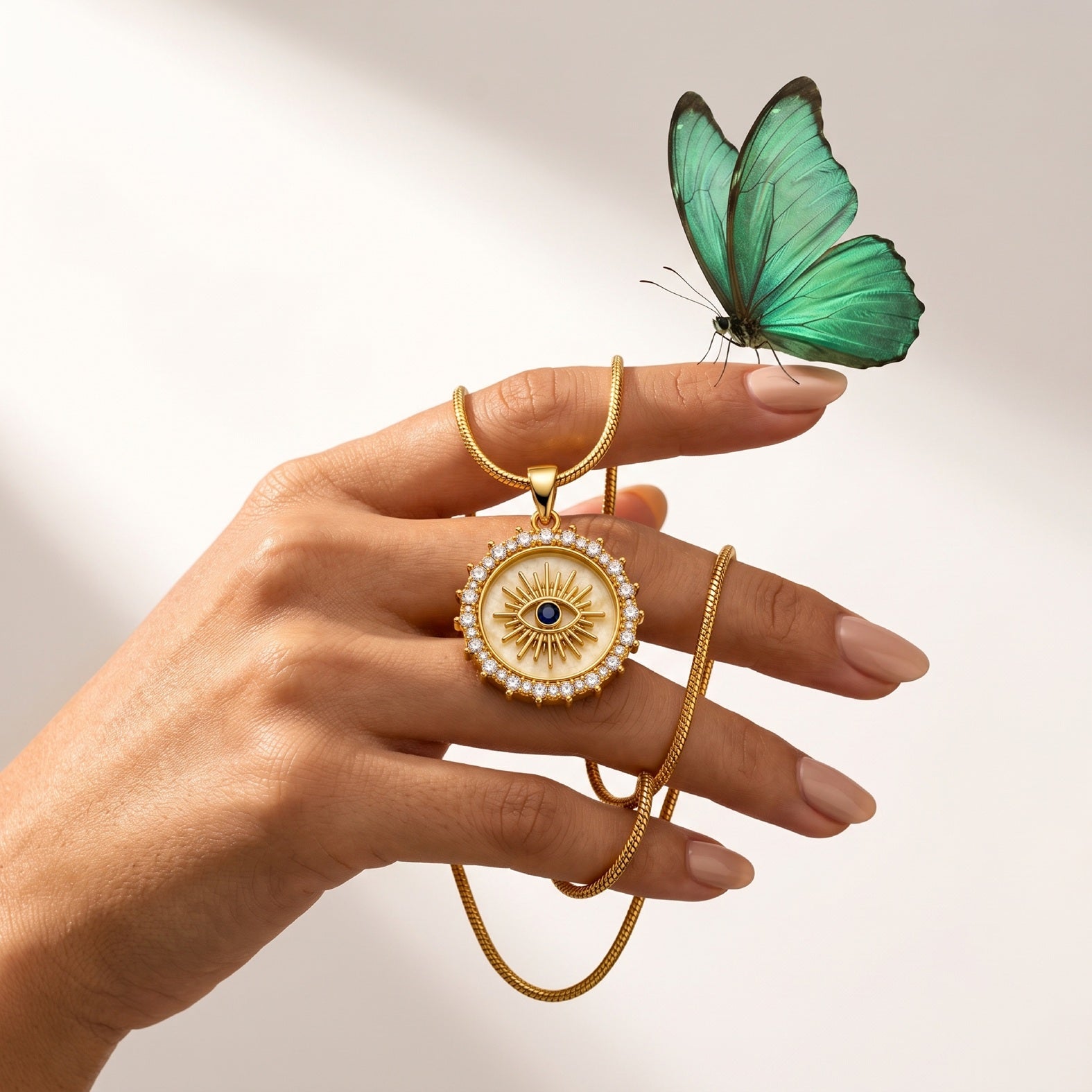 Gold Evil Eye Pendant Necklace