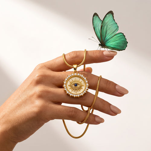 Gold Evil Eye Pendant Necklace