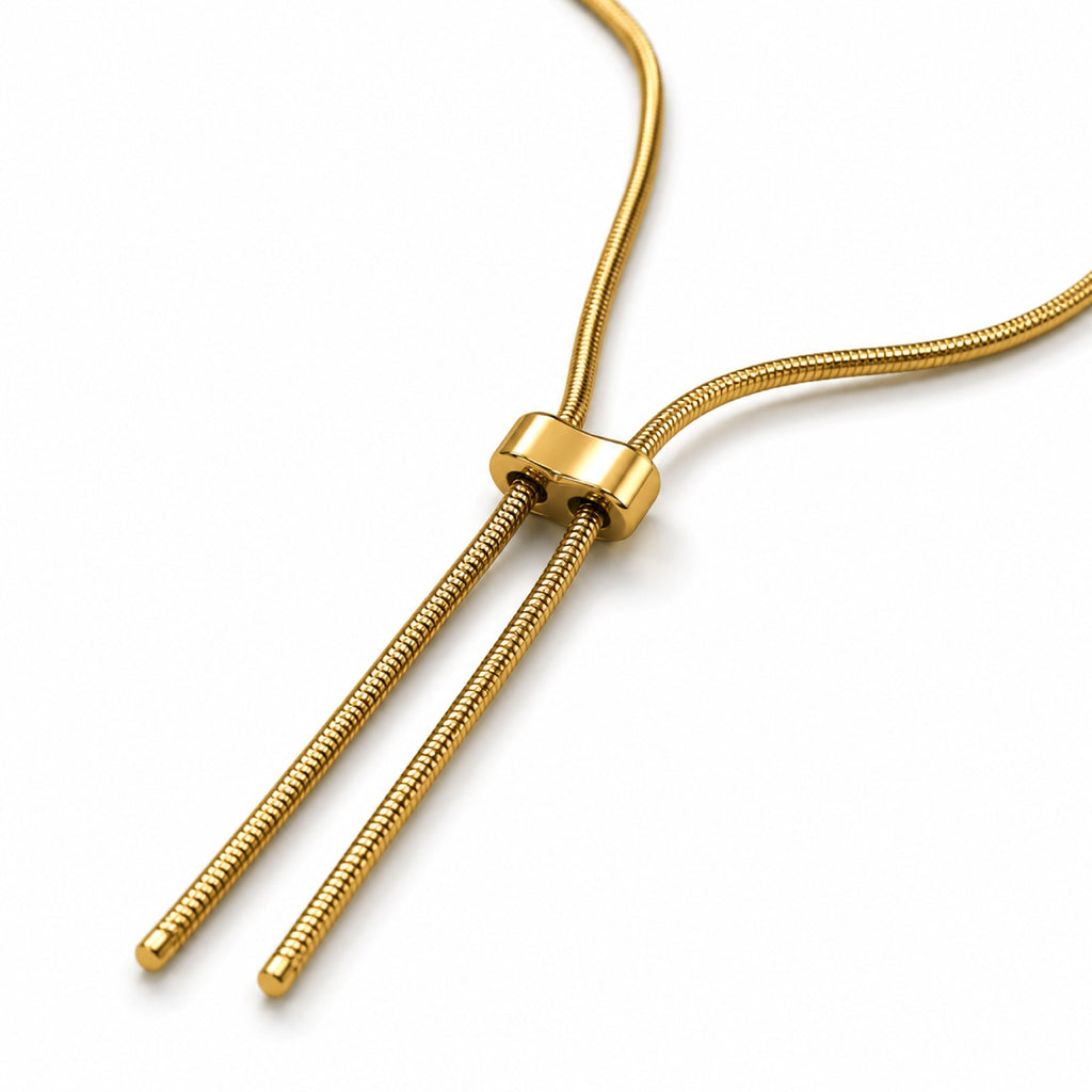 Gold Lariat Slider Necklace