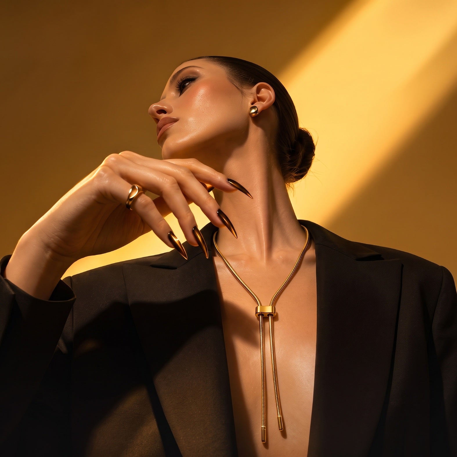 Gold Lariat Slider Necklace