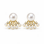 Gold Pearl Fan Earrings