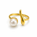 Gold Pearl Open Ring