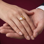 Gold Pearl Open Ring