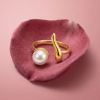 Gold Pearl Open Ring