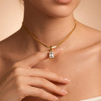 Gold Rectangle Crystal Necklace