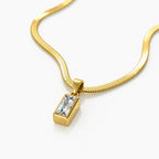 Gold Rectangle Crystal Necklace