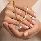 Gold Rectangle Crystal Necklace