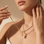 Gold Rectangle Crystal Necklace