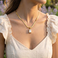 Gold Rectangle Crystal Necklace