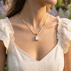 Gold Rectangle Crystal Necklace