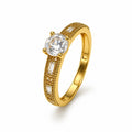Gold Solitaire Baguette Ring