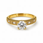 Gold Solitaire Baguette Ring
