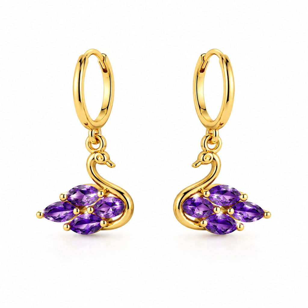 Gold Swan Dangle Earrings