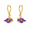 Gold Swan Dangle Earrings