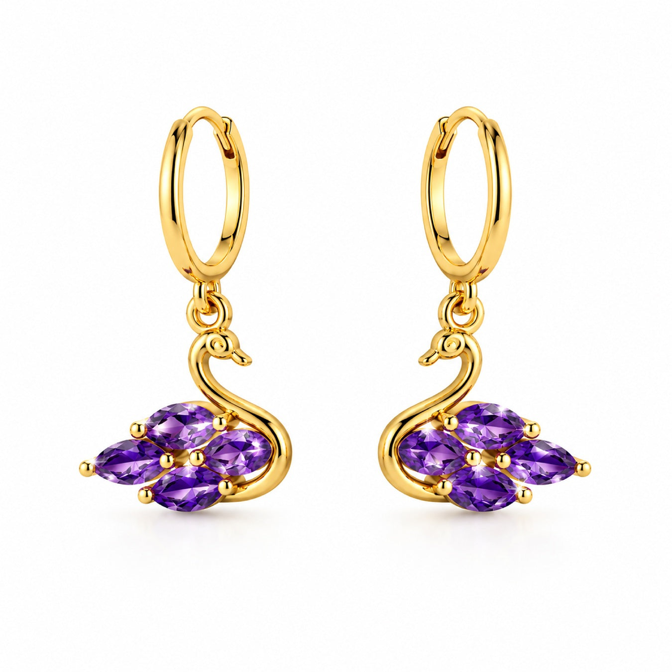 Gold Swan Dangle Earrings