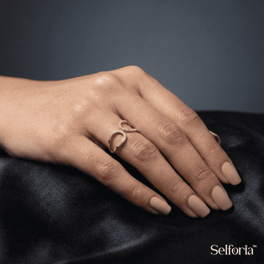 Crystal accent gold plated ring suitable for daily and festive wear