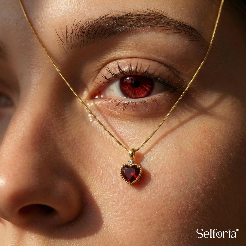 Elegant red heart necklace styled for special occasions
