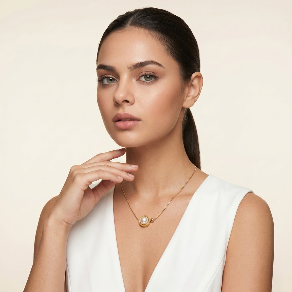 Gold Pearl Chain Necklace