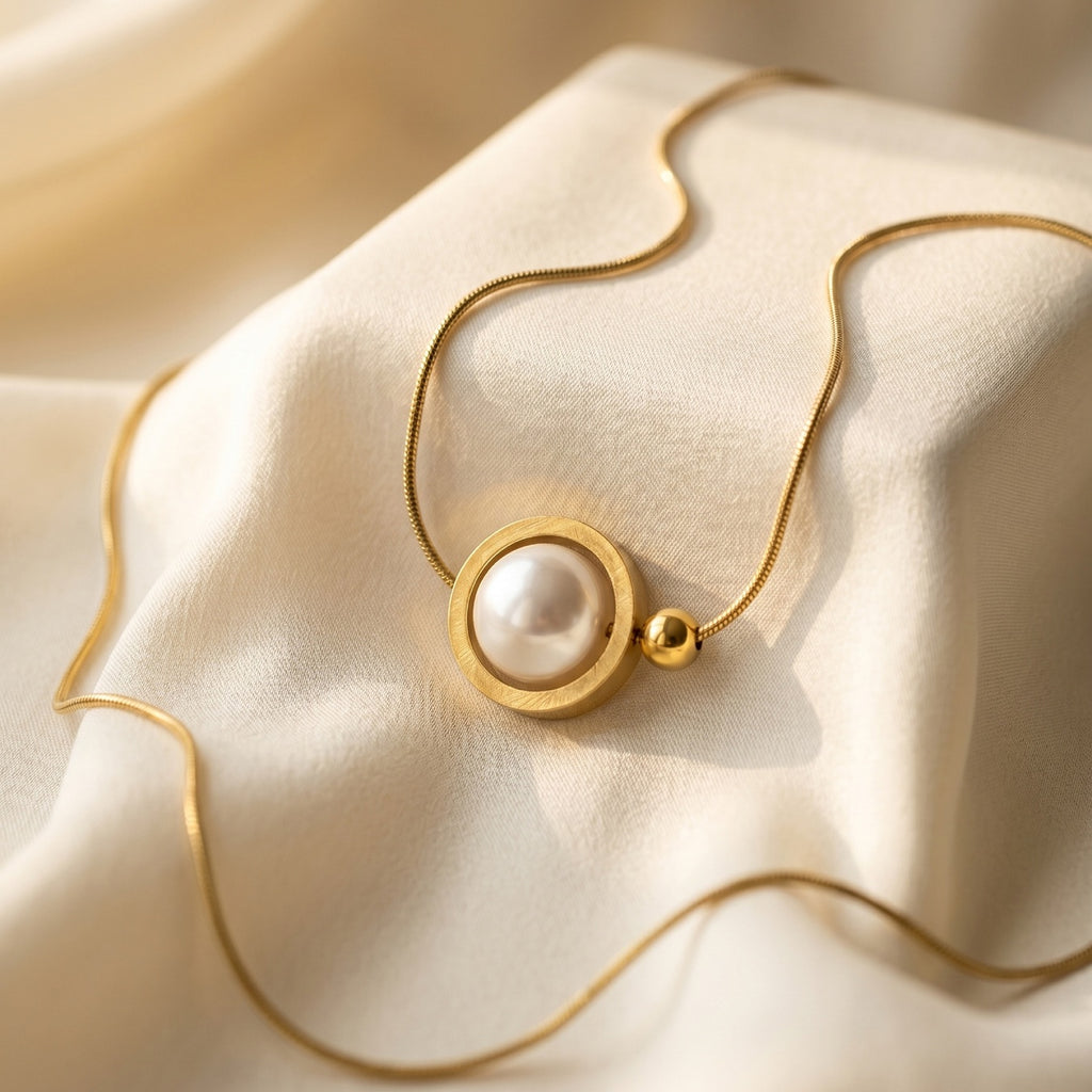 Gold Pearl Chain Necklace