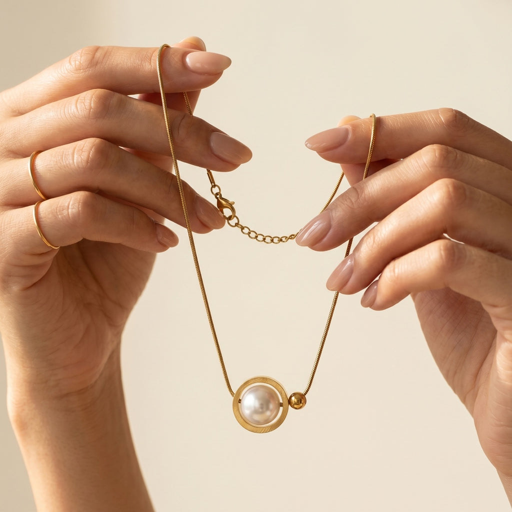 Gold Pearl Chain Necklace